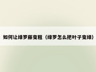 如何让绿罗藤变粗（绿罗怎么把叶子变绿）