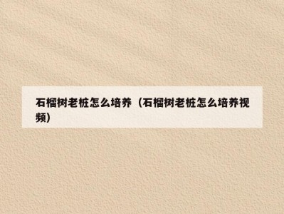 石榴树老桩怎么培养（石榴树老桩怎么培养视频）
