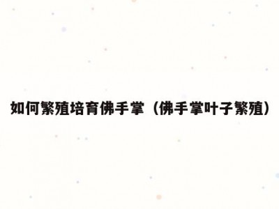 如何繁殖培育佛手掌（佛手掌叶子繁殖）