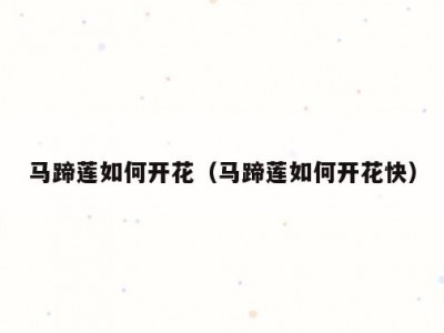 马蹄莲如何开花（马蹄莲如何开花快）
