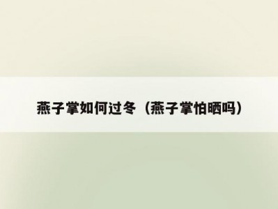燕子掌如何过冬（燕子掌怕晒吗）