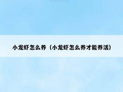 小龙虾怎么养（小龙虾怎么养才能养活）