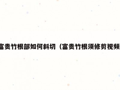 富贵竹根部如何斜切（富贵竹根须修剪视频）