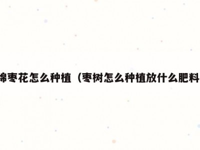 绵枣花怎么种植（枣树怎么种植放什么肥料）