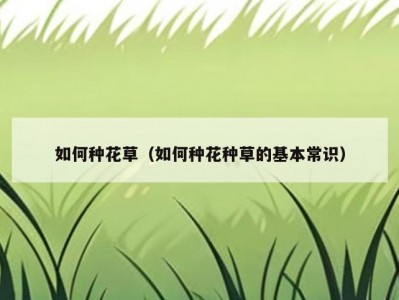 如何种花草（如何种花种草的基本常识）