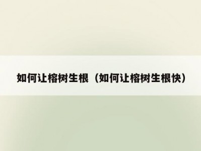 如何让榕树生根（如何让榕树生根快）
