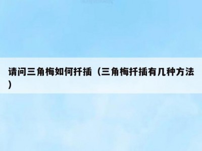 请问三角梅如何扦插（三角梅扦插有几种方法）