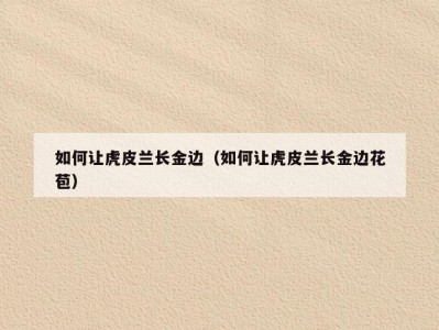 如何让虎皮兰长金边（如何让虎皮兰长金边花苞）