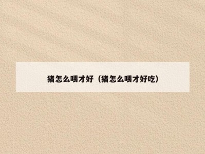猪怎么喂才好（猪怎么喂才好吃）