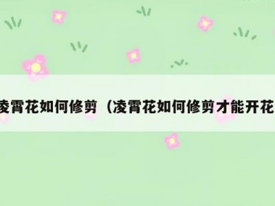 凌霄花如何修剪（凌霄花如何修剪才能开花）