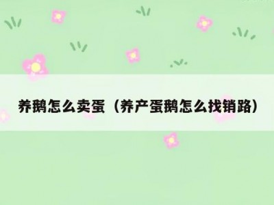 养鹅怎么卖蛋（养产蛋鹅怎么找销路）