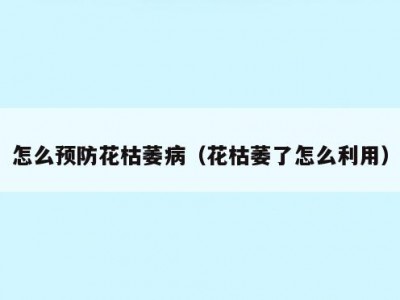 怎么预防花枯萎病（花枯萎了怎么利用）