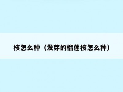 核怎么种（发芽的榴莲核怎么种）