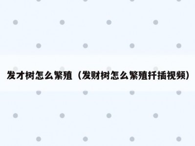 发才树怎么繁殖（发财树怎么繁殖扦插视频）