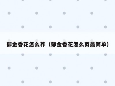 郁金香花怎么养（郁金香花怎么剪最简单）