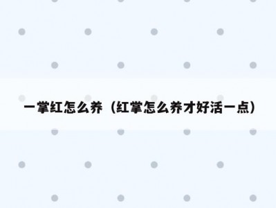 一掌红怎么养（红掌怎么养才好活一点）