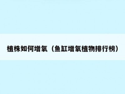 植株如何增氧（鱼缸增氧植物排行榜）
