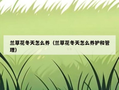 兰草花冬天怎么养（兰草花冬天怎么养护和管理）