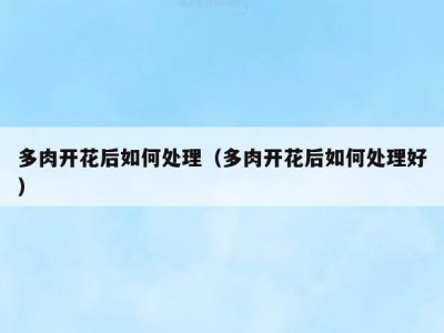 多肉开花后如何处理（多肉开花后如何处理好）