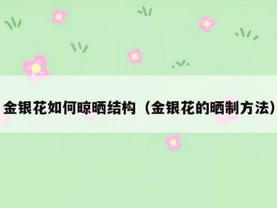 金银花如何晾晒结构（金银花的晒制方法）