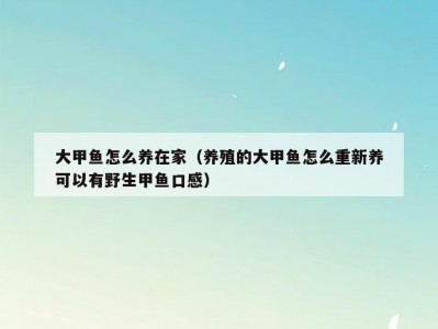 大甲鱼怎么养在家（养殖的大甲鱼怎么重新养可以有野生甲鱼口感）