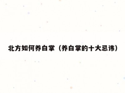 北方如何养白掌（养白掌的十大忌讳）