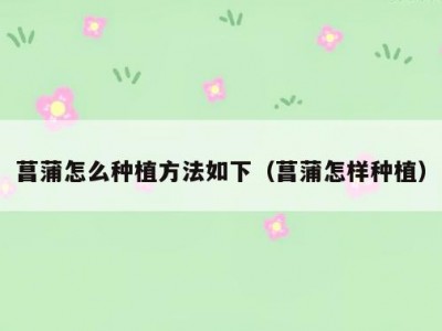 菖蒲怎么种植方法如下（菖蒲怎样种植）
