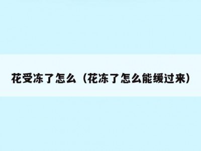 花受冻了怎么（花冻了怎么能缓过来）