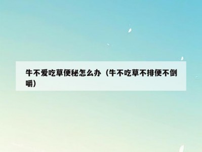 牛不爱吃草便秘怎么办（牛不吃草不排便不倒嚼）
