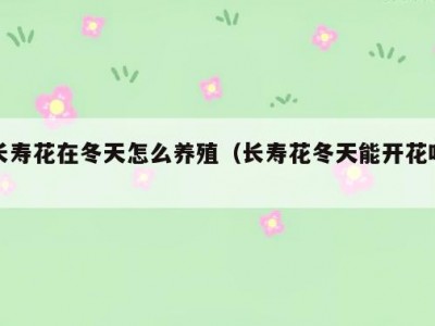 长寿花在冬天怎么养殖（长寿花冬天能开花吗）