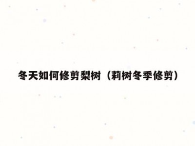 冬天如何修剪梨树（莉树冬季修剪）