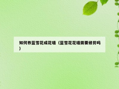 如何养蓝雪花成花墙（蓝雪花花墙需要修剪吗）