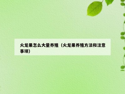 火龙果怎么大量养殖（火龙果养殖方法和注意事项）