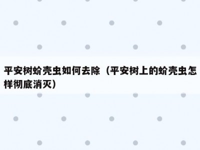 平安树蚧壳虫如何去除（平安树上的蚧壳虫怎样彻底消灭）
