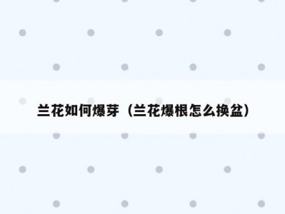 兰花如何爆芽（兰花爆根怎么换盆）