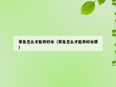 草鱼怎么才能养好水（草鱼怎么才能养好水质）